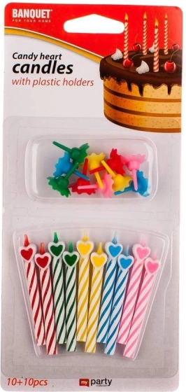 Candele a forma di cuore 10+10 pz
