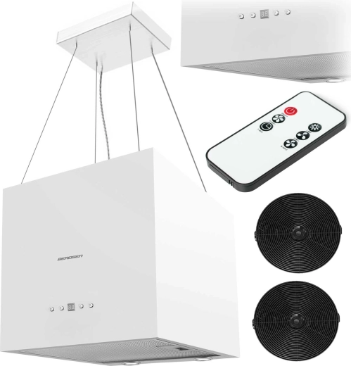 Island cooker hood 40 cm Berdsen with LED lighting and 2 carbon filters