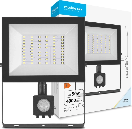 LED-projektør med bevægelsessensor 50 W, 4000 lm, 6000 K, 120°, MODEE E‑series