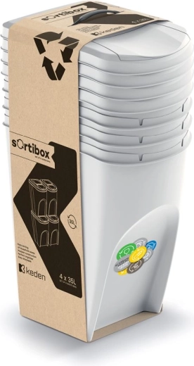 Set of 4 Sortibox waste bins 4×35 L – ash gray