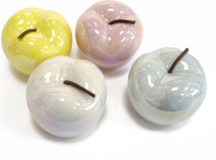 Decorazione in ceramica a forma di mela con effetto perlato 11 × 11 × 9 cm (mix 4 varianti)