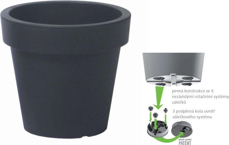 Lofly antracitna žardinjera 58,2 cm s kotačićima
