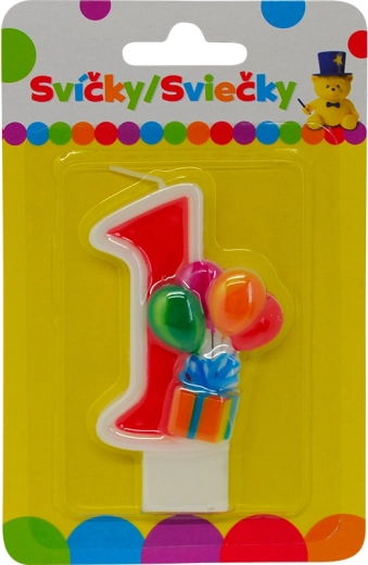 Birthday candle with balloons – number 1