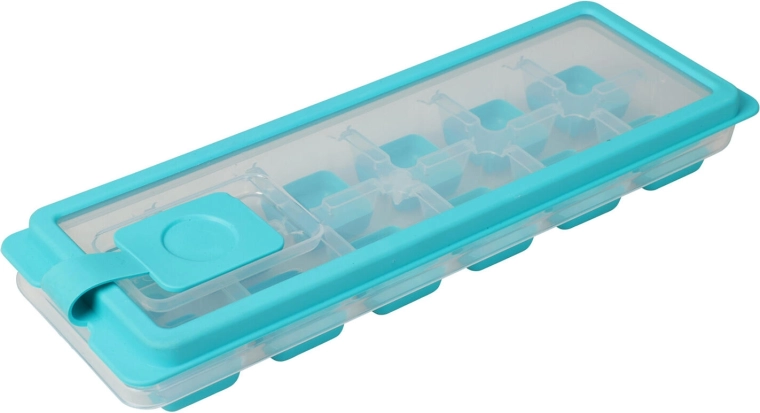 Ice cube tray with lid, 12 cubes – plastic, assorted colors