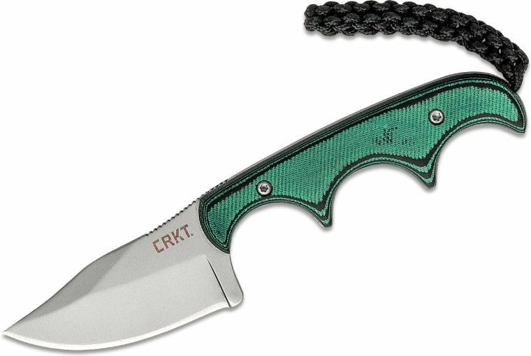 CRKT Minimalist Bowie – small neck knife 5.3 cm, green-black, G10, sheath
