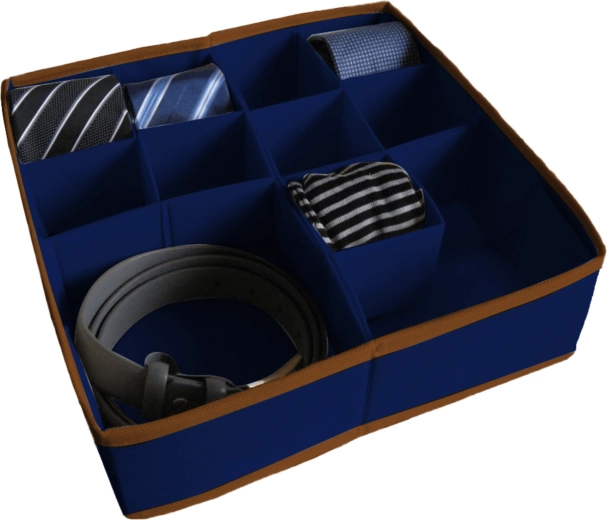 Modulær tekstilorganizer til skuffe, 30,5 × 30,5 × 10 cm, mørkeblå