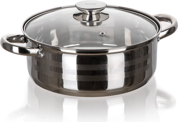 Stainless steel casserole with glass lid 24 cm LIVING