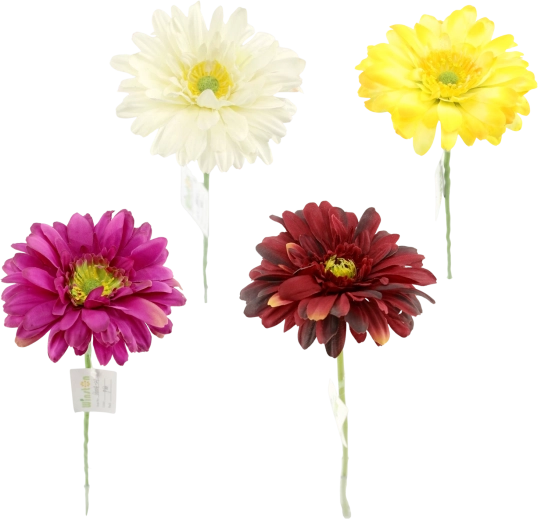 Umetna gerbera na steblu 56 cm, mešane barve, 60 kosov