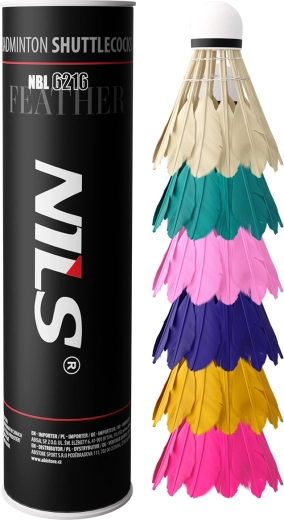 NILS multicolor feather badminton shuttlecocks, 6 pcs
