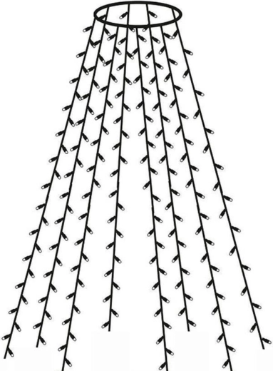 Rideau lumineux suspendu pour sapin de Noël 300 LED – blanc chaud