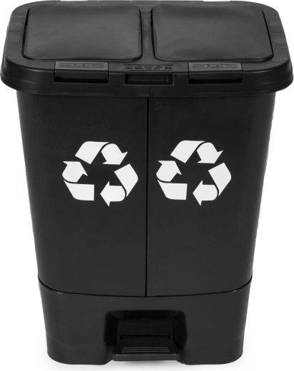 Dual-compartment pedal bin for sorted waste 40 L, black
