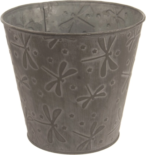 Decorative metal planter with scale motif, grey, 15 × 15 × 13 cm
