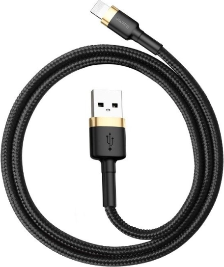 Baseus Cafule USB–Lightning cable 1 m, 2.4 A, black–gold braided