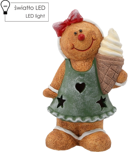 Christmas gingerbread man figurine with LED 14 × 10 × 23 cm