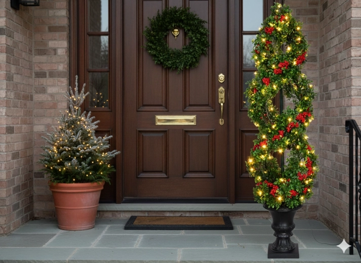 Christmas tree with LED lighting 150 cm with rowan berries