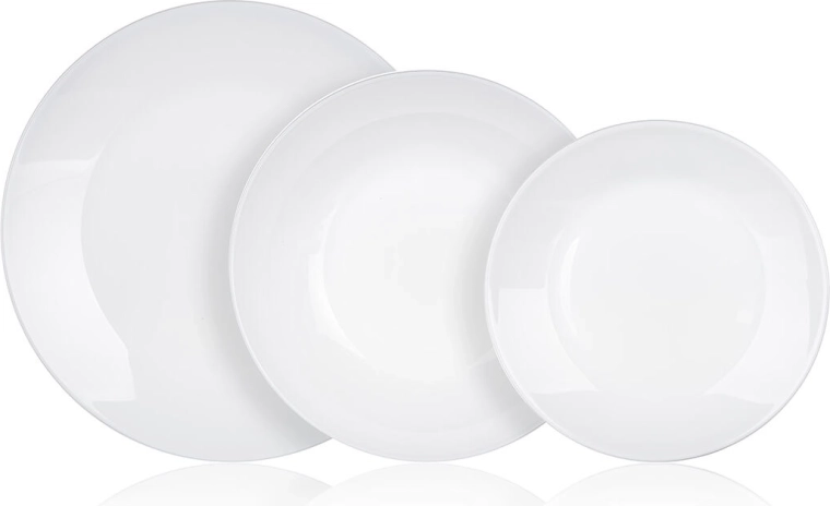 ZELIE dinner set, 18-piece, glass, white