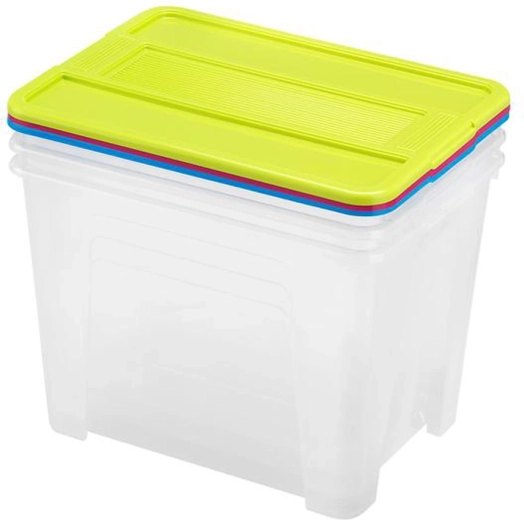 Lot de boîtes de rangement avec couvercle 21 l – 3 pcs