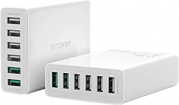 Charger USB 6 Ports BlitzWolf QC 3.0, 60W White