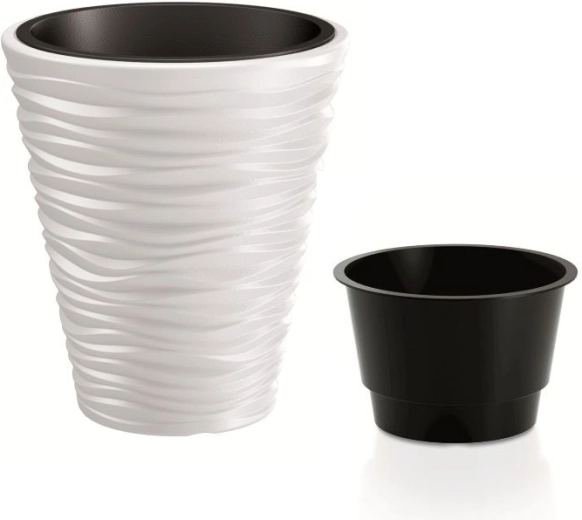 Vaso Sand con inserto 38,8 cm bianco