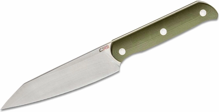 CJRB Silax Fixed Knife 13 cm with sand-polished blade, green G10 handle, and Kydex sheath