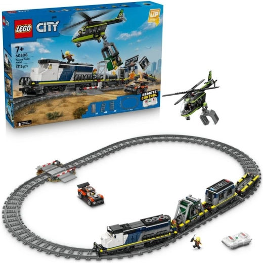 LEGO City Pljačka u policijskom vlaku – daljinski upravljani vlak s helikopterom i minifigurkama