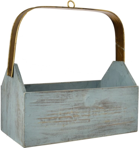 Brown/blue metal storage crate, medium