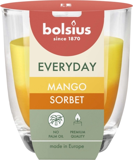 Candela profumata in barattolo, sorbetto al mango 8 × 7 cm, fino a 24 h