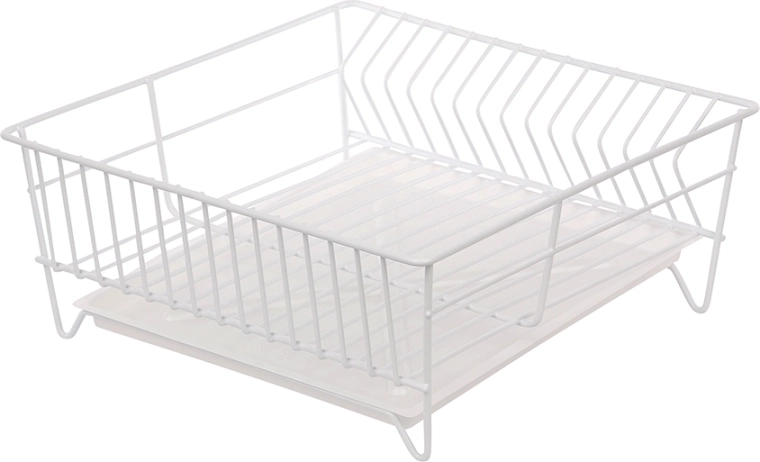 Égouttoir à vaisselle carré Metpol 32 cm blanc avec plateau