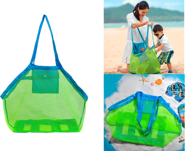 Große Netzstrandtasche für Spielzeug - Blau