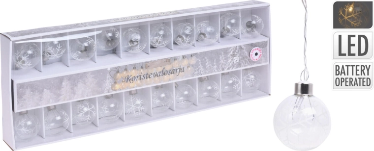 Light chain balls 5 cm, 7 m, 20 LED, warm white