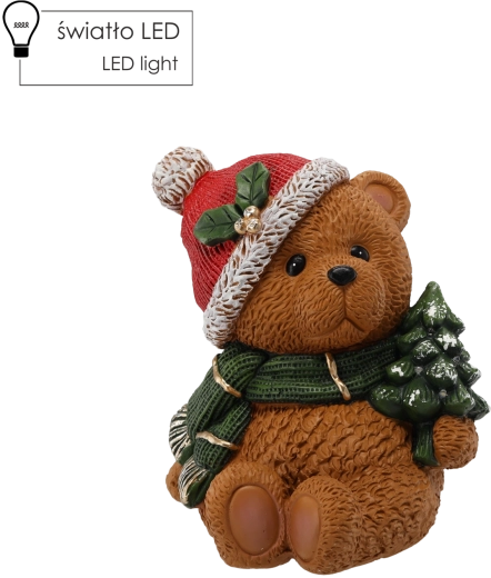 Figurine de Noël ourson avec sapin LED 27 × 25 × 29 cm
