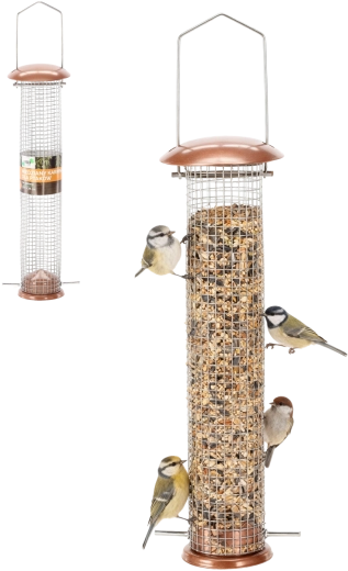 Fuglefoderautomat i kobber – rør 9 × 39 cm