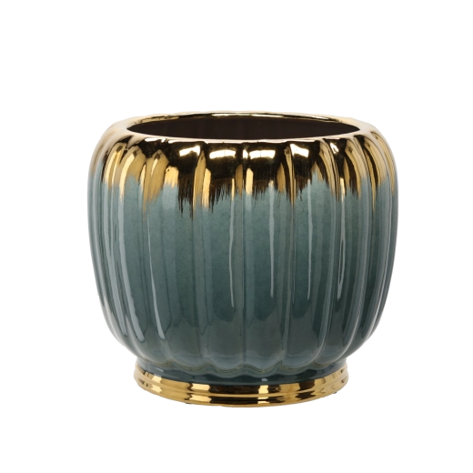 Cache-pot en céramique 41 × 41 × 34,5 cm or-vert
