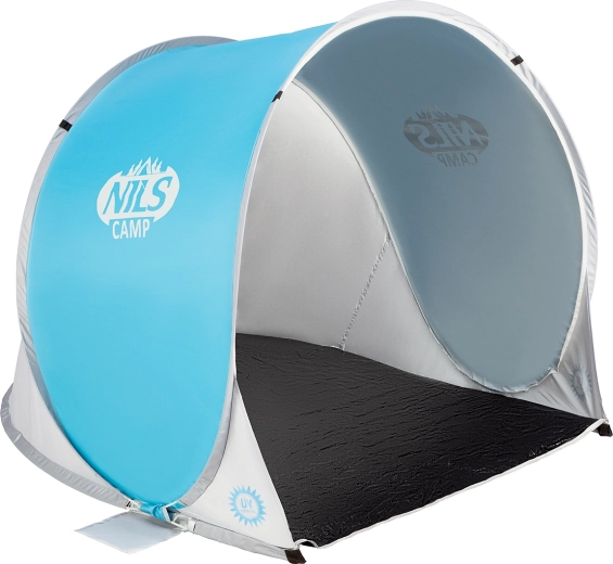 Tenda da spiaggia auto‑aprente NILS Camp blu‑grigia