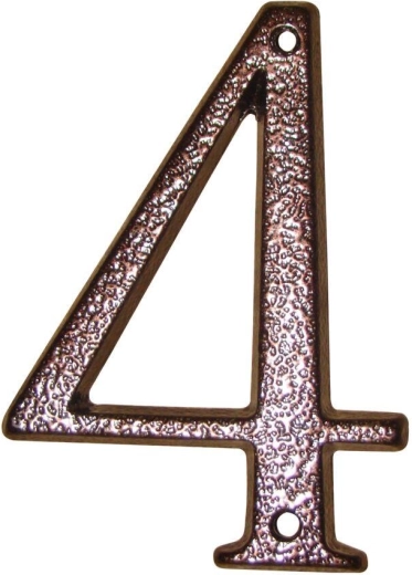 House number 4 brown – zinc alloy, height 117 mm