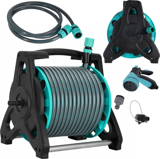 Garden hose on reel 30 m with stand and sprayer