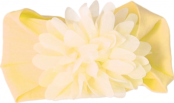 Dětská čelenka s květinou ecru – široká