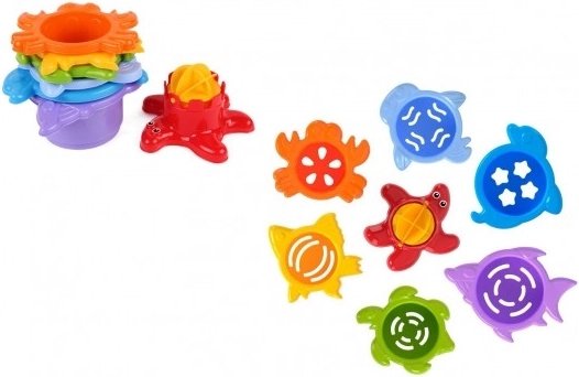 Stacking Cups for Water and Sand – Sea Animals, 7 Pieces