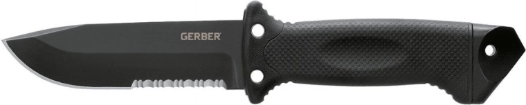 Gerber LMF II Infantry taktisches Messer 12,5 cm, schwarz mit GFN-Gummigriff und Nylon-Scheide