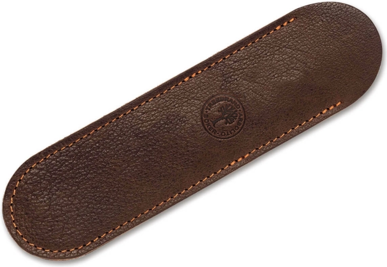 Dark brown leather case for Böker razors