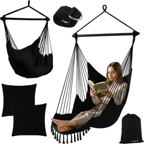 Függő hintaszék 210 cm fekete Gardlov