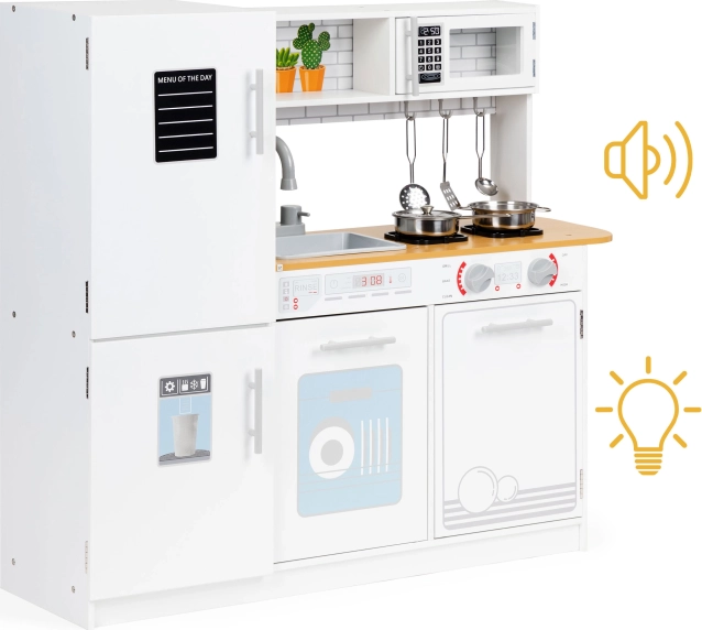 Cucina giocattolo in legno con luce LED e stoviglie ECOTOYS