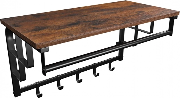 Étagère murale loft avec patères en bois et métal