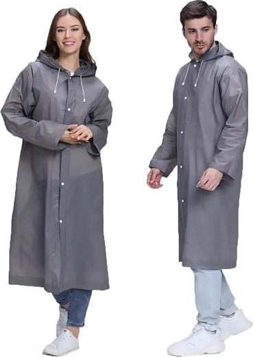 EVA-Poncho-Regenmantel mit Kapuze, universell, grau