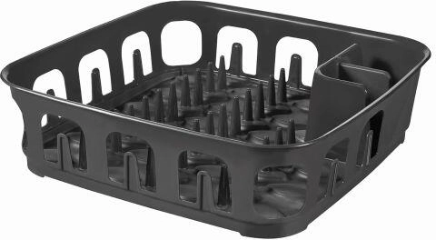 Égouttoir carré pour vaisselle 39 × 39 × 10 cm, plastique gris foncé