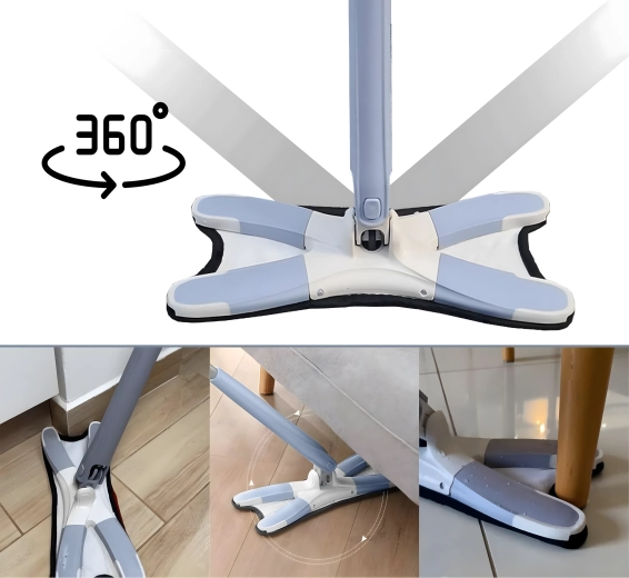 Flat self-wringing Twist Butterfly mop with swivel head and spare cover