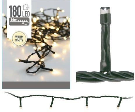 Christmas outdoor lighting 14 m, 180 LED, warm white