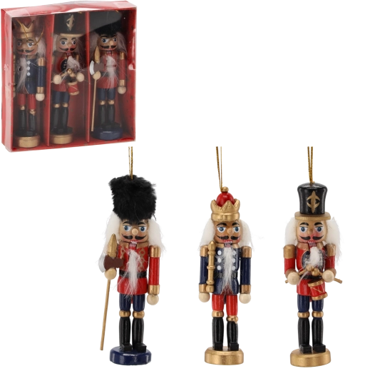 Ornements de Noël en bois soldats 13 cm – lot de 3 pièces Chomik