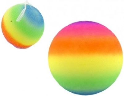 Rainbow rubber ball 23 cm in a net