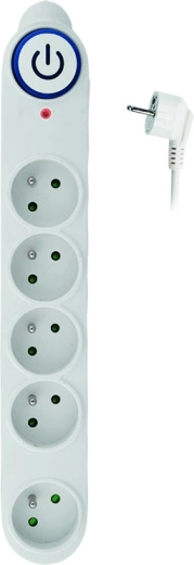 Solight surge protector extension lead with power cable, 5 sockets, 5 m, white